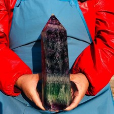 5.91LB Natural Fluorite crystal Hexagonal point Column Healing Reiki 3558