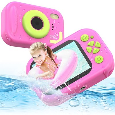 CHAKEYAKE Kids Waterproof Camera, IP67 1080P Underwater Camera with 32GB Pink 