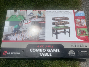 MD Sports 4 ft 3-in-1 Combo Game Table - Foosball, Air Hockey, Billiards