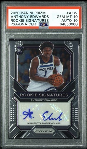 2020 Panini Prizm Anthony Edwards Auto Rookie Signatures PSA 10, AUTO 10 RC #AEW