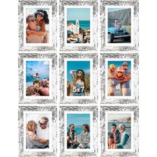 Vittanly 5x7 Picture Frames Set of 9, Shatter Resistant Plexiglass, Display 4x6