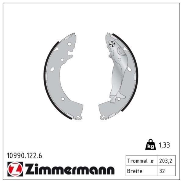 Zimmermann Bremsbacken Satz Handbremse Passend FüR Hyundai Getz | 10990.122.6-image