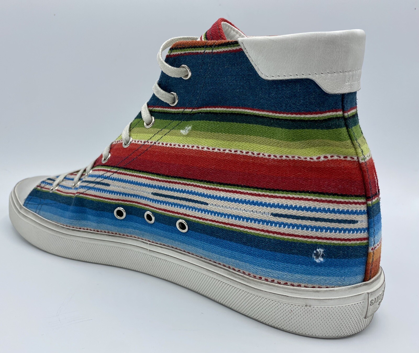 Sneakers alte Saint Laurent multicolore Bedford $600 taglia 9 Made in Italy
