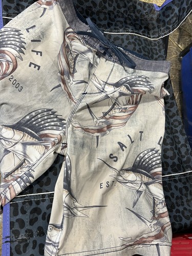 Salt Life SLX-QD Board Shorts Swim Trunks Vapor Stretch Boys Large Gray