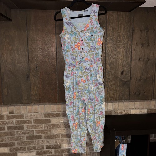 Vintage Liz Claiborne Lizwear 90er Denim Jeans bunt Blumen Overall Gr. 6 A2358