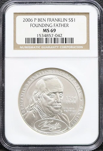 2006 P Ben Franklin Founding member  S$1 NGC MS69 Free Shipping