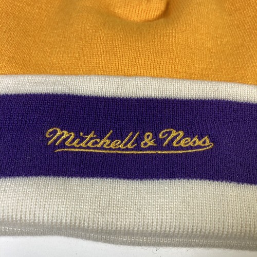 Authentic Official Los Angeles LA Lakers Purple & Gold Mitchell & Ness Beanie - Picture 4 of 5