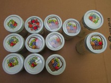 Vtg Quilted Crystal Jam & Jelly Jars 8 & 12 oz Lot of 12 Fruit Strawberry ++ Flr