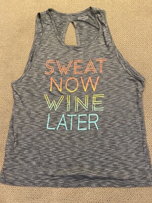 Womens Sweat Now Wine Later Tank Top Workout Shirt Evcr Medium