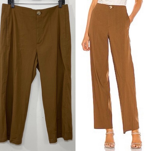 VINCE wide leg Pants flat front brown 