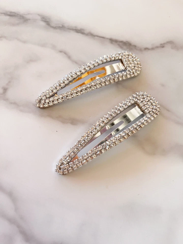 Bling Crystal Rhinestone Gold Silver Wedding Party Hair Snap Clip Acc -AUSTOCK - image 4 of 4