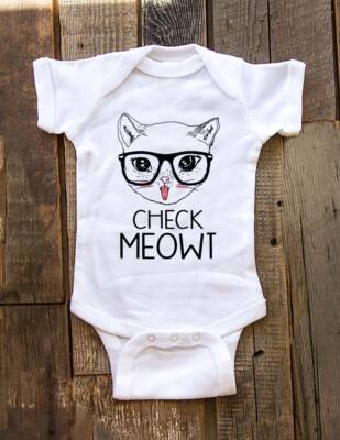 Check Meowt cool cat cute & funny Baby Bodysuit Kids Toddler & Youth Shirt