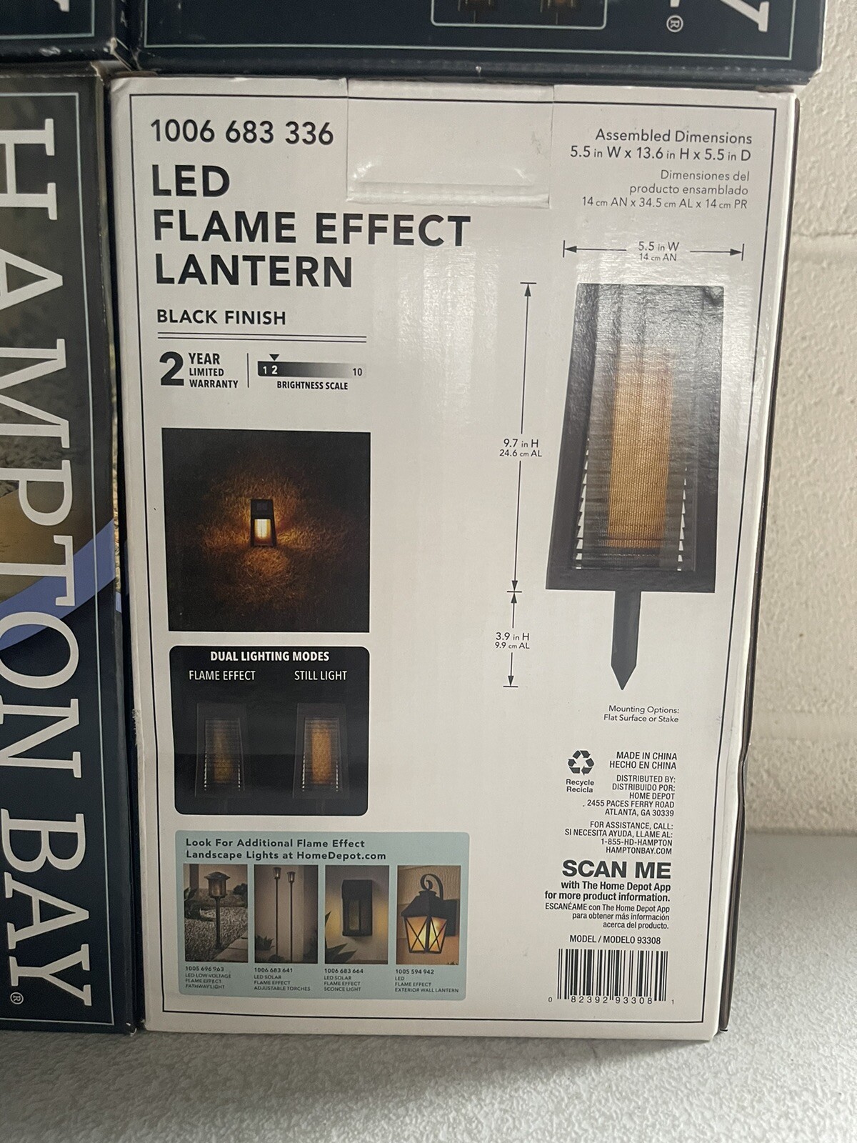 Hampton Bay Ambrose Solar Matte Black Flicker Flame Lantern Path Light