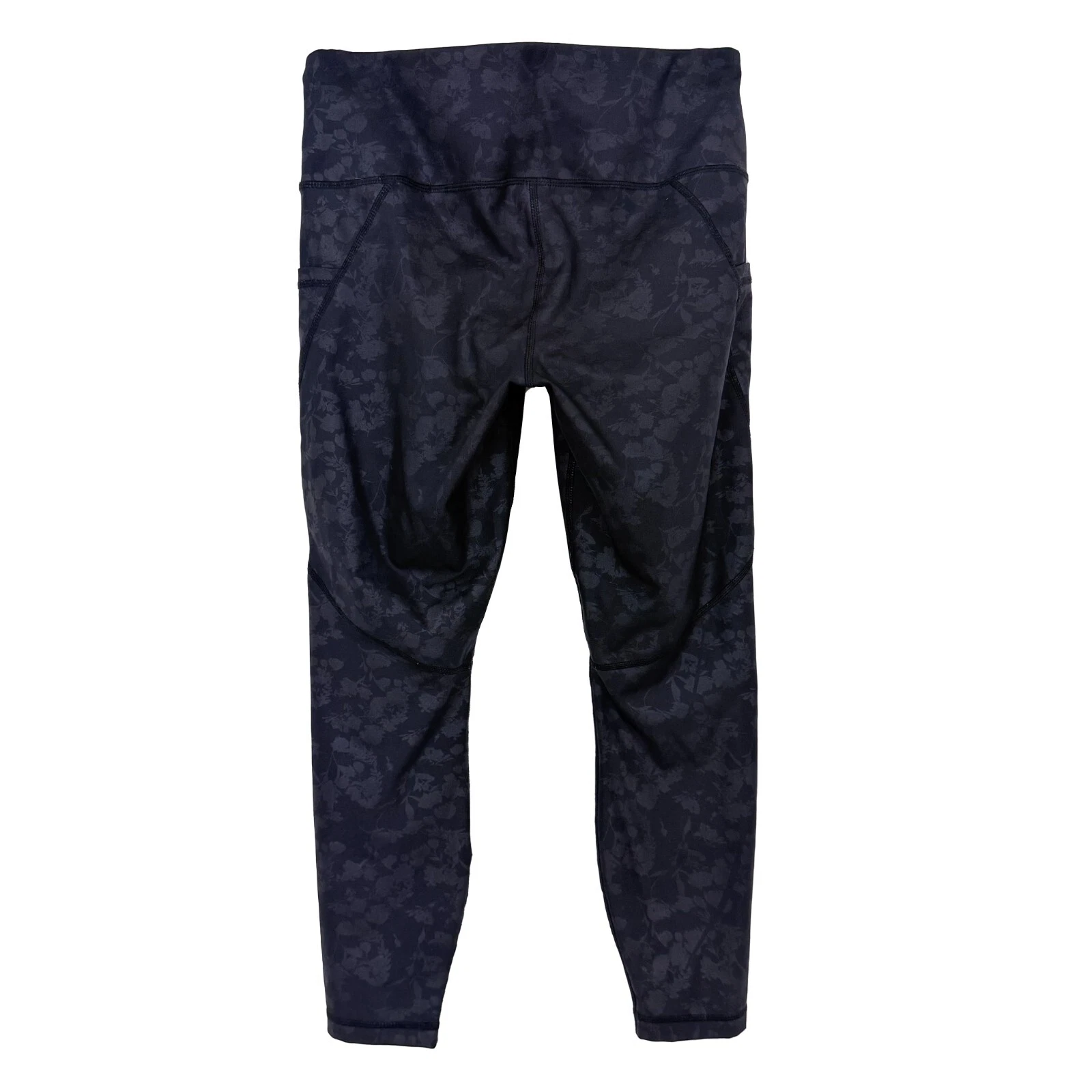yogalicious shine floral print pocket 7/8 stretch metallic leggings