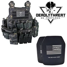 Urban Ghost Camo Tactical Vest Plate Carrier W/ Level III+ Ceramic Armor Plates