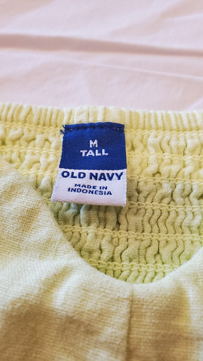 Old Navy Linen Blend Smocked Midi Sleeveless dress Lime Yellow Green Sz M  NWT | eBay
