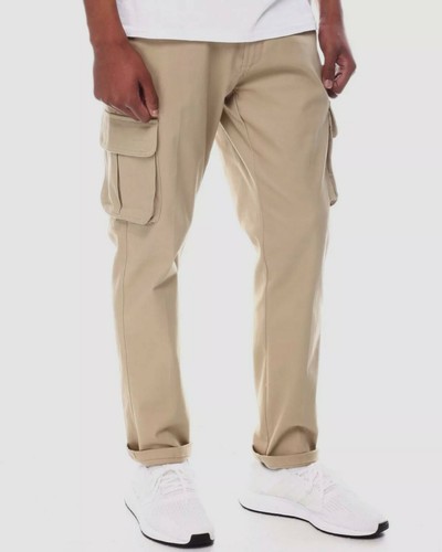 Beige Zip Fly Trousers Stretch Size 