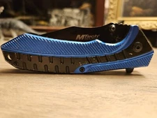 Spring-Assist Folding Knife Mtech 3.4" Black Blade BLUE Tactical Utility 1003