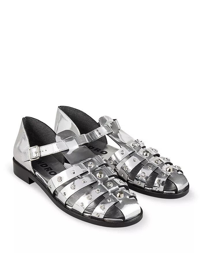 ■MARNI■ Mirrored Leather Fisherman's Sandals Silver SAMS01 Marni SILVER MIRRORED LEATHER FISHERMAN'S SANDAL | REVERSIBLE