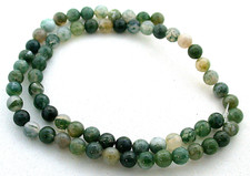 6mm Round Natural Moss Agate Gemstone Gem Stone Beads 15 Inch Strand MAB4/1125