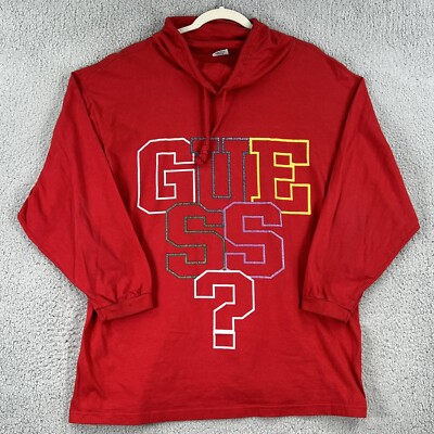 Vintage Guess Womens High Neck Shirt One Size Oversized Red
