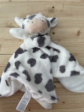Carters Baby Cow Security Blanket Plush Lovey Farm Plush White Gray Fleece
