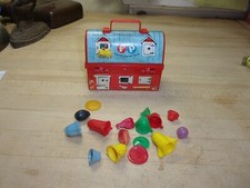 Vtg. Fisher Price Lunch Box Barn 1962 W/mini plastic toys No Thermos FREE SHIPP