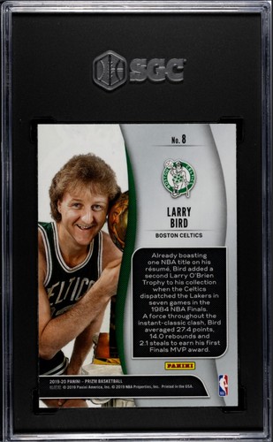 2019-20 Panini Prizm - NBA Finalists Prizm #8 Larry Bird SGC 10 Gem Mint - Picture 2 of 2