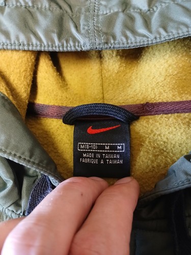 Vintage Nike Jacket Kids M (8-10) Olive Green 90s Black Tag Rare EUC Yellow Acc - Picture 10 of 18