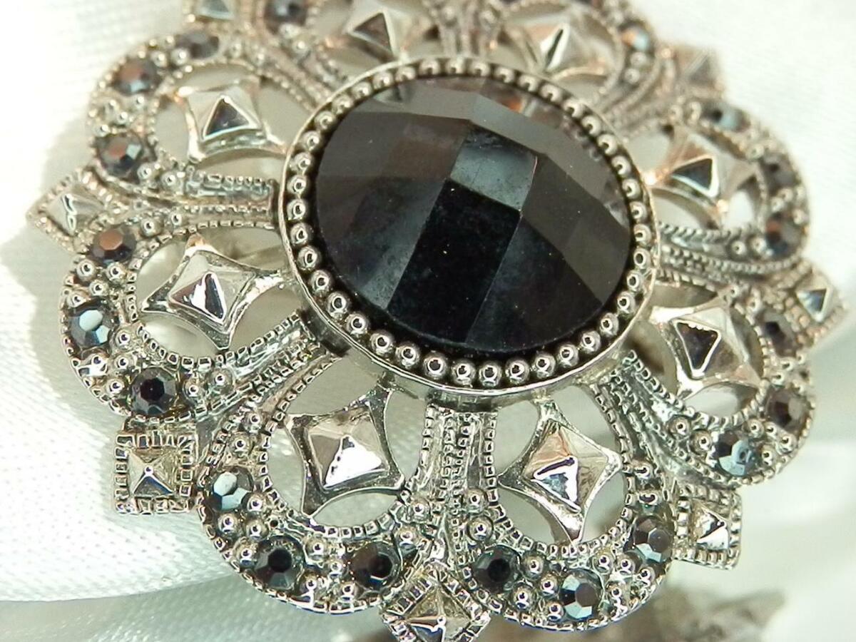Vintage 70's Modernist Black Onyx Smoky Topaz Rhinestone XX Vintage 70's Modernist Black Onyx Smoky Topaz Rhinestone XX