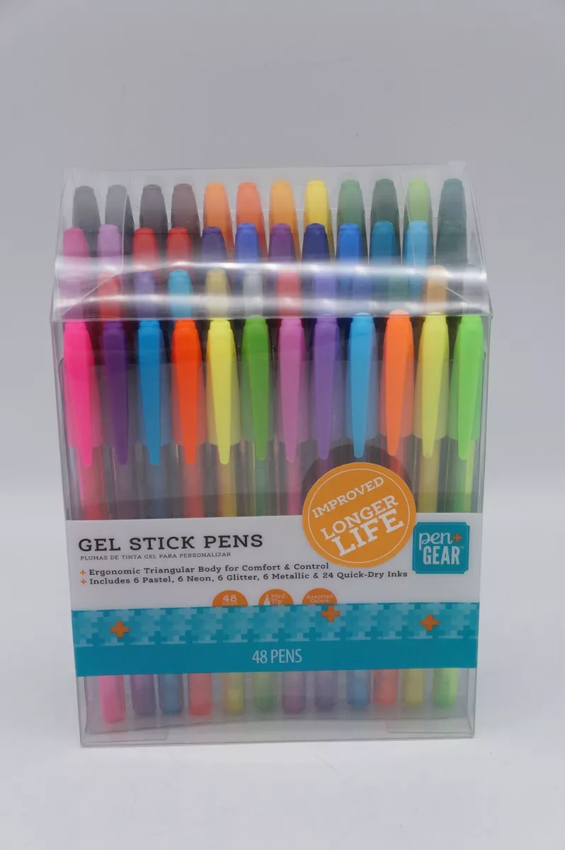 Pen Gear Gel Stick Pens Medium Point 0.7 Mm 48 Count 192511 Glitter Metallic