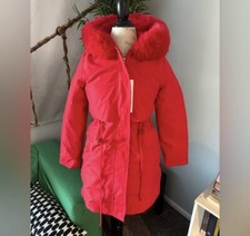 Coat Size Small Women Red Parka Women Thick Warm Faux Fur Hood