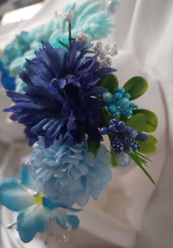 Bespoke Gorgeous Blue Hairband Weekends Weddings Hen Gay Pride Horse Races - Picture 6 of 9
