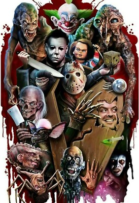 Horror Movie Characters Iron On Transfer For T-Shirt + Light & Dark Fabrics #2