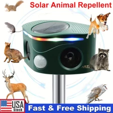 Upgraded Solar Ultrasonic Animal Repellent Dog Cat Skunk Deer Raccoon For Garden