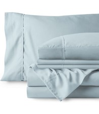 Bare Home 1800 Premium Microfiber 6 Piece KING Sheet Set Light Blue BRAND NEW