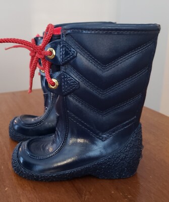 Childrens Waterproof Snowboots Toddler 7 Fleece Lined Chevron Lace Up Navy
