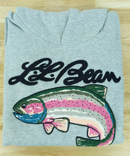 NWT Todd Snyder x LL Bean Embroidered Trout Fish Gray Hoodie Slim Fit, Small