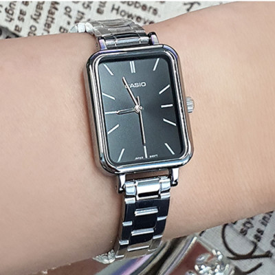 CASIO LTP-V009D-1E Round Square Black Metal Women's Watch Original New