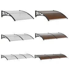 VEVOR Window Door Awning Canopy UV Rain Cover 38x117/78/40 in Transparent/Brown