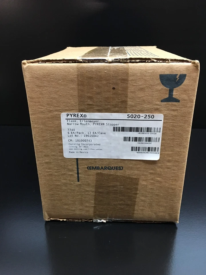 Pyrex REF 5020-250 Flask 250mL Erlenmeyer Narrow Mouth with PYREX 6 Units Case - Image 2 of 4