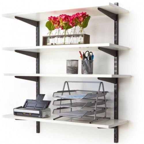 Twin Slot Shelving Wall Upright Bracket Support WHITE BLACK Adjustable shelf - Picture 5 of 24