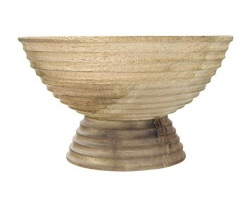 Creative Co-Op DF2440 Mango Wood Footed Bowl, 9-3/4”Rnd x 5-1/2”H, 5 Qt New - 第 1/5 張圖片