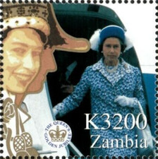 Zambia #SG879a MNH 2002 Queen Elizabeth II Disembarking 977a
