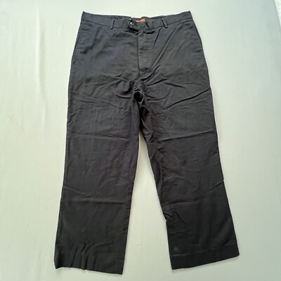 Mazari Linen Blend Men Pants Size 36 Black 25  Inseam Straight Leg Flat-Front