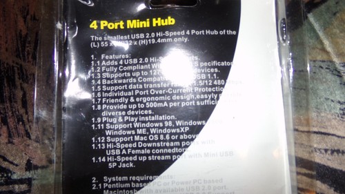 Smart Hub,High Speed,Mini Hub,4 Ports,USB 2.0,Plug & Play New Sealed See Photos! - Bild 2 von 4