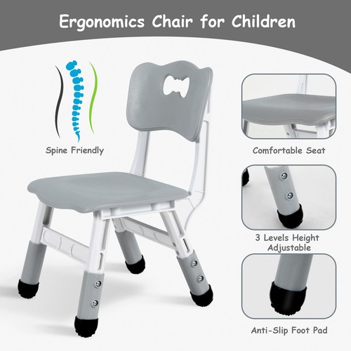 Kids Study Table and 4 Chairs Set Height Adjustable Toddler Activity Furniture - Picture 41 of 43
