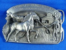 1984 American Horse  Rider Limited Edition Belt Buckle Thoroughbred