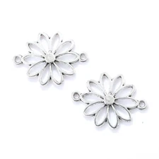 BLUK 100Pcs Flower Charms DIY Jewelry Making Pendants Antique Silver