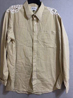 Get Lucky Women's  Brown/White Stripes Long Sleeve Button down  Size XL